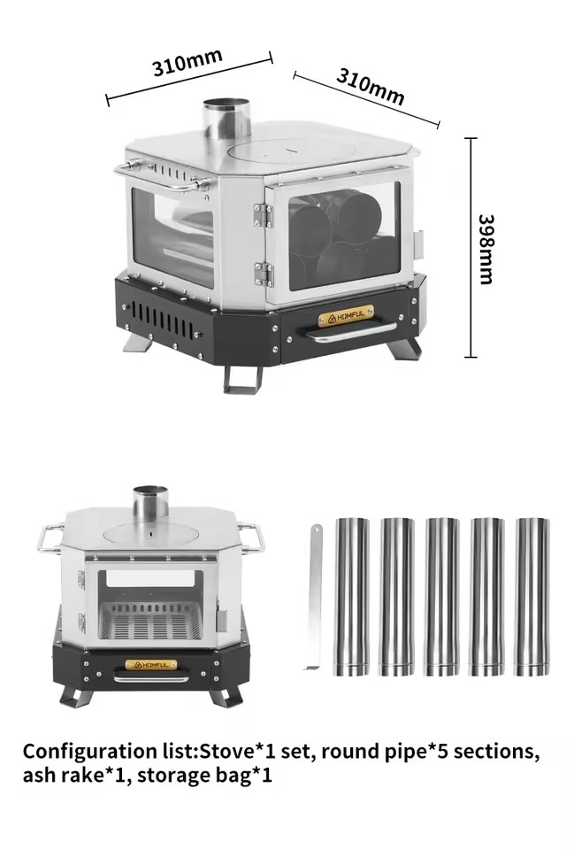 Outdoor Camping Stove Wood - HOMFUL Tragbarer Holzofen für Heimheizung und