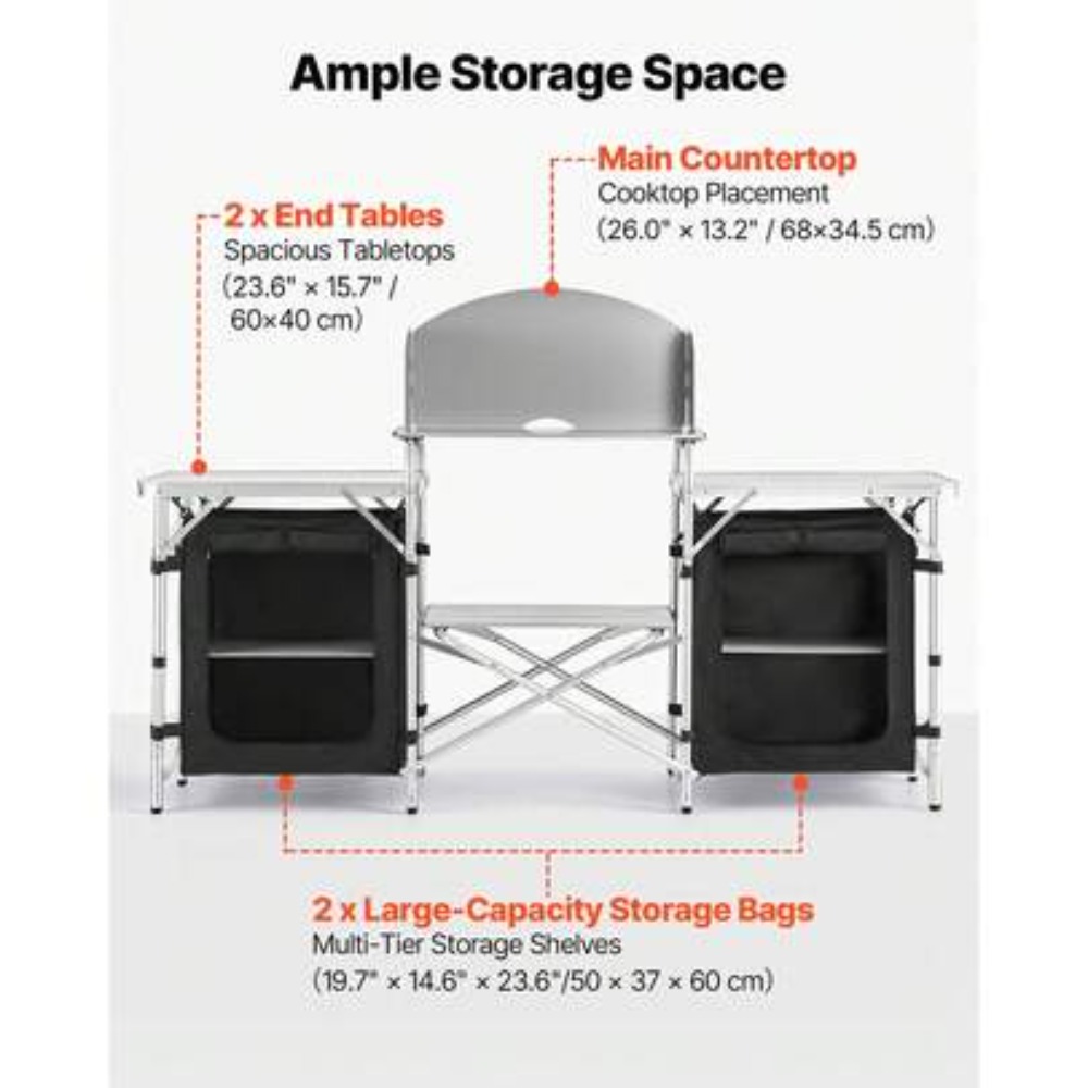 Outdoor Camping Kitchen Setup - Tragbarer Klappbarer Campingtisch zum Kochen im