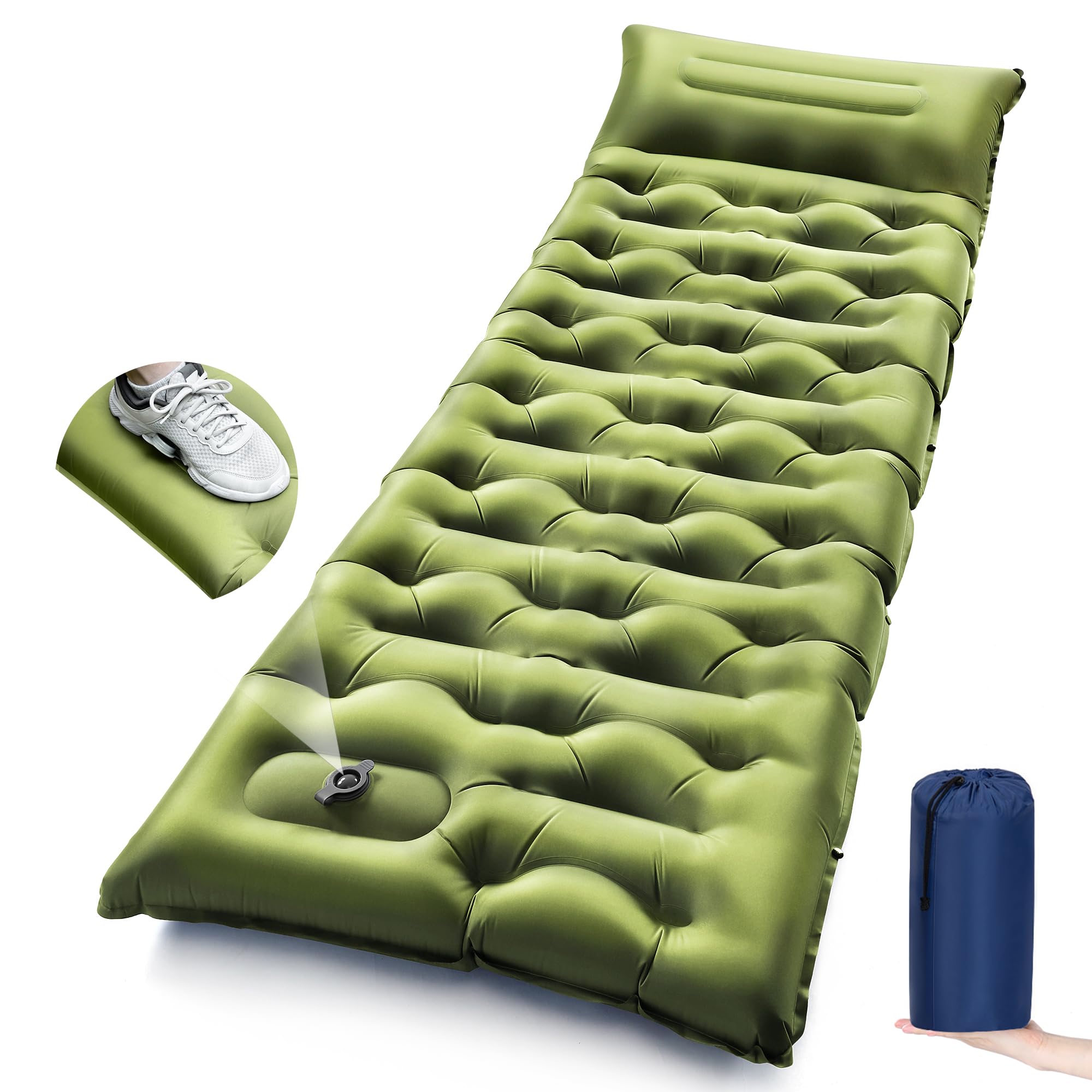 Inflatable Mattress - Dicke aufblasbare Camping-Isomatte mit integriertem Kissen