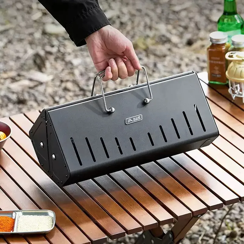 Outdoor Camping Stove Wood - Tragbarer Klappbarer Holzkohle-Grill Rauchfreier Tischgrill für