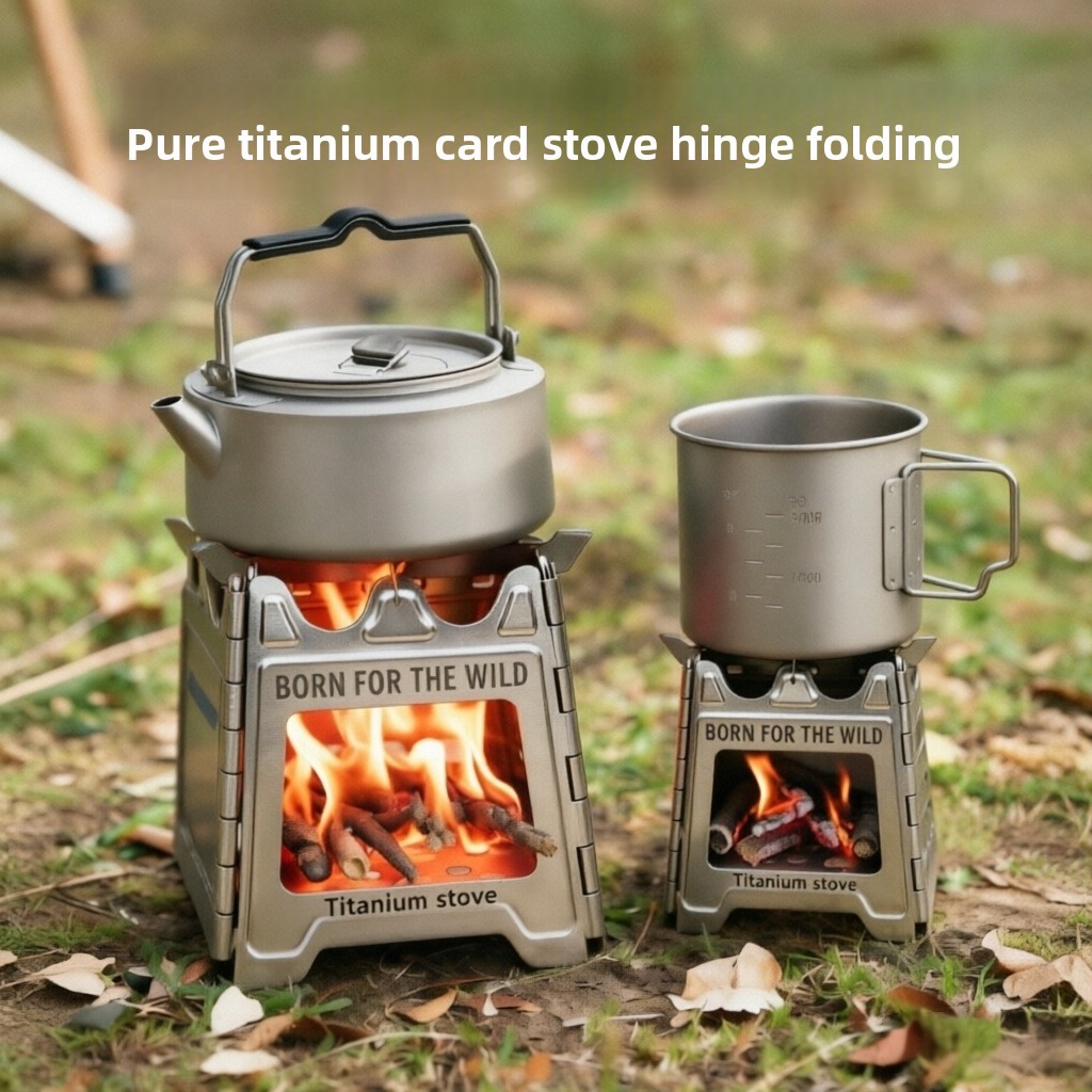Outdoor Camping Stove Wood - TiForge Kompakter Klappbarer Titan-Holzofen für Outdoor-Camping,