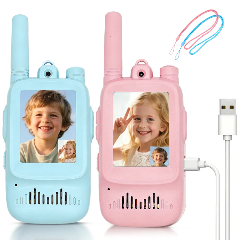 Outdoor Camping Games - 2 Stück Kinder-Video-Walkie-Talkie, wiederaufladbar, für drinnen