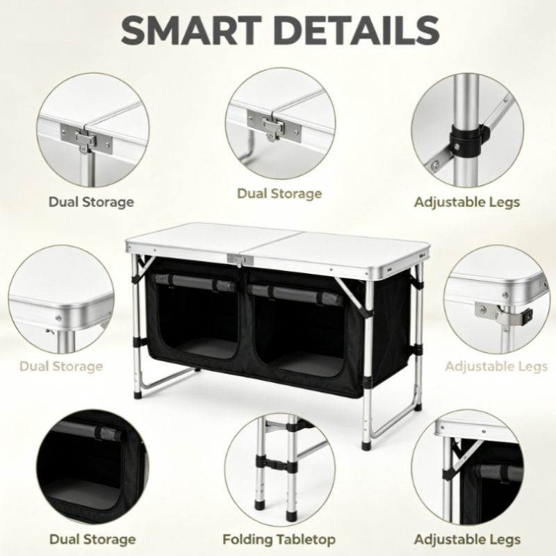 Silberner Aluminium-Klapptisch – Outdoor Camping Kitchen Setup Bewertung und Preis