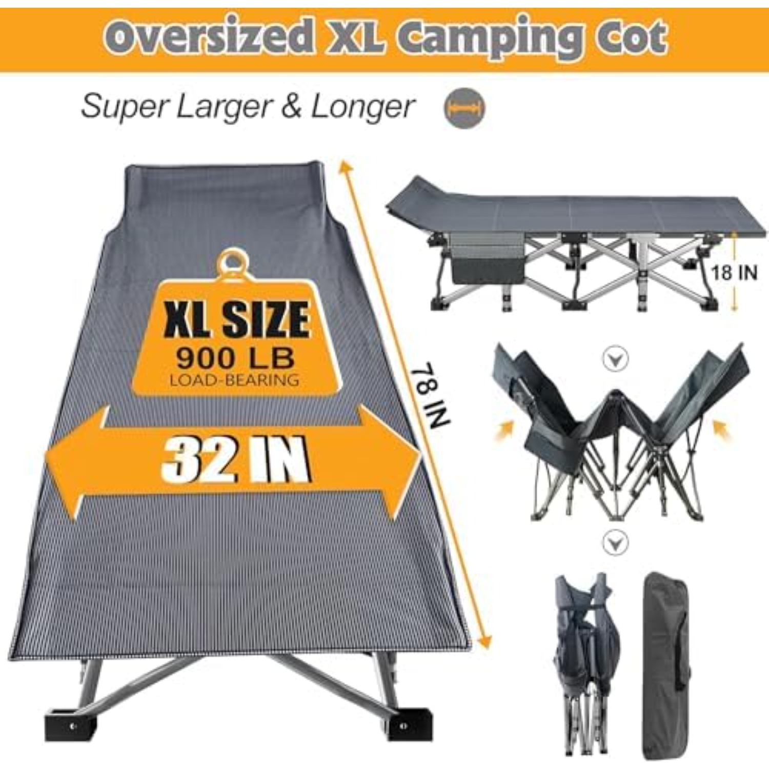 32'' XXL Campingliege für Erwa – Outdoor Camping Cot Bewertung und Preis