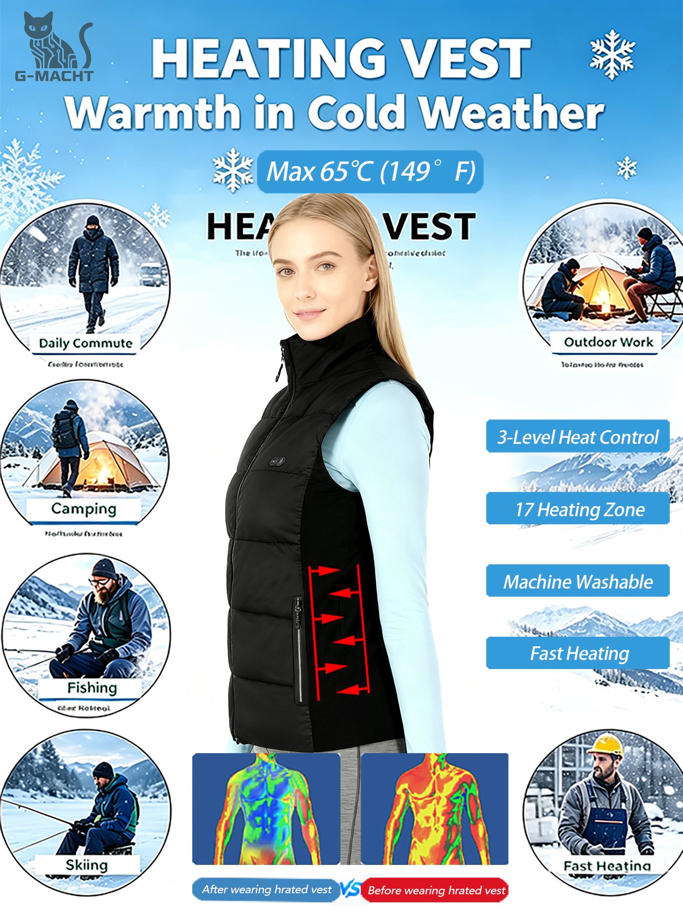 Unisex Winter-Heizweste mit 17 – Outdoor Camping Zone Bewertung und Preis